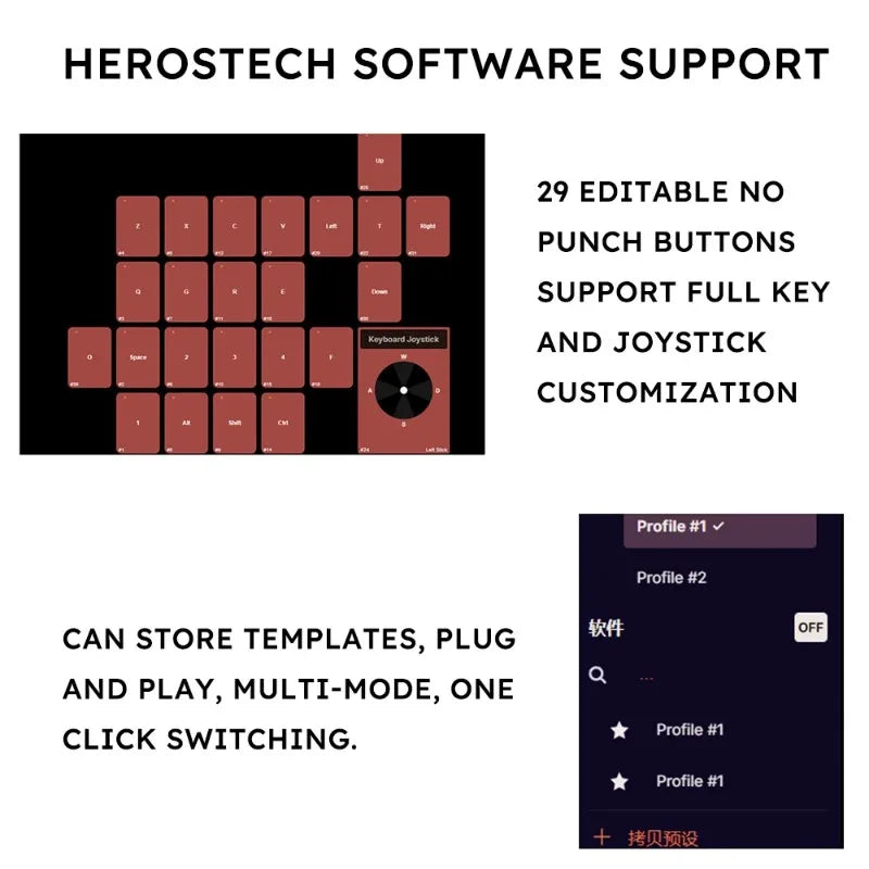 GameClaw One-Handed Gaming Keyboard Ergonomic Design Keyboards Supports Customizable Joystick Buttons One-Handed Gaming Keyboard