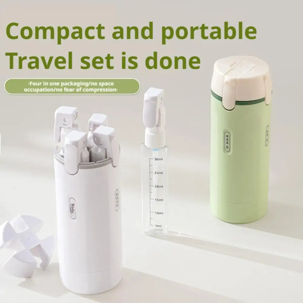 Travel Dispenser Storage Bottle (contains 4*30ml inner bottles) For Shampoo Conditioner Lotion Toner Portable Travel Bottles