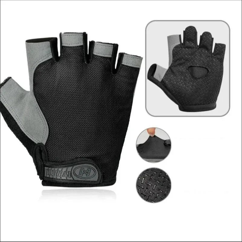 1Pair Gym Gloves Fingerless Gloves Anti-Slip Shock-Absorbing Gloves Sports Gloves for Training Lifting Weight Cycling