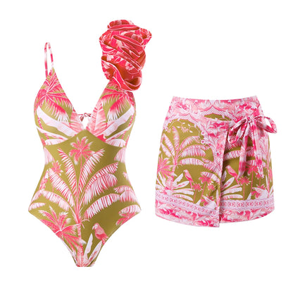 2023 New Arrival Push Up Women Bikini Set Floral Printed Ruffle Bikinis Strappy Bandage Swimwear Brazilian Biquini Bathing Suit