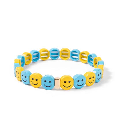 2024 New Enamel Bracelets For Women Happy Beaded Elastic Bangle Hand Accessory