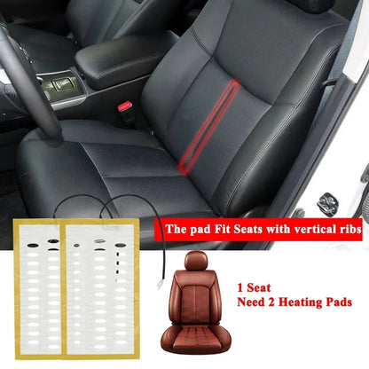 Universal 12V Built-in Car Seat Heater Kit with Hi /Lo 2-Level Switch and 25W Alloy Wire Fast Heating Pads with Ventilation Hole