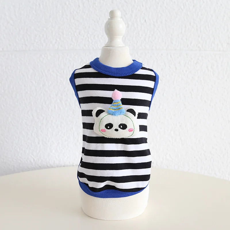 Pet Spring/summer Contrasting Striped Vest Spring/summer Cat Clothing Pet Dress Dog Clothes for Small Dogs Puppy Clothes