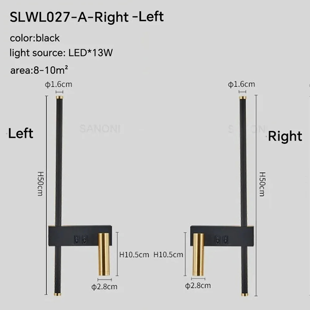 Modern LED Wall Lamp with Reading Spotlight for Living Room Sofa Bedroom Background Bedside Wall Light Bedside Lighting Fixture