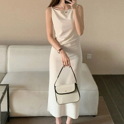New Summer Women Sexy Skinny One Shoulder Dress Lady Solid Color Wrap Hip Skirts Female Korean Concise Party Slim Fit Long Dress