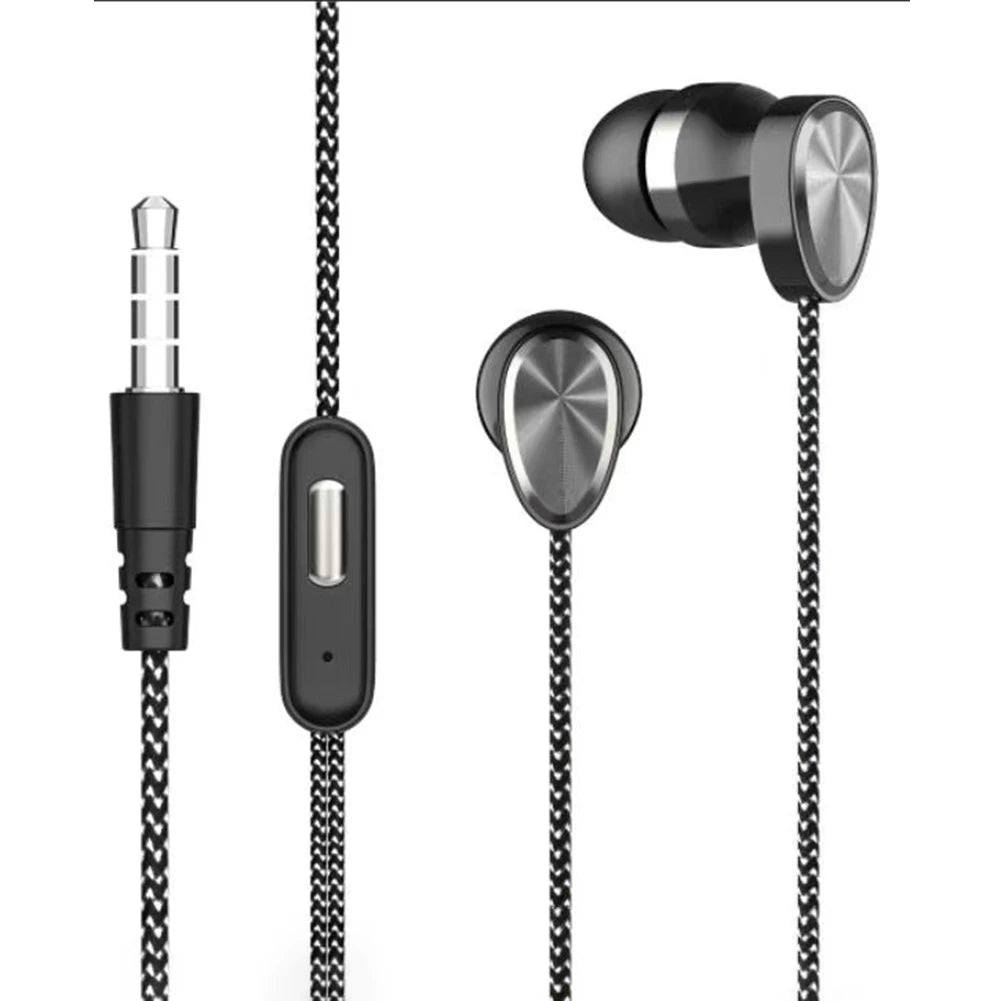 Wired Earphones 3.5mm In-ear Stereo Sports Earbuds Electroplating Game Heavy Bass Headphone For Mobile Phone Laptop