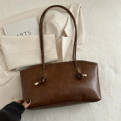 Y2K Fashion New Large Capacity Work Shoulder Bag Solid Color Simple Lady Handbags PU Leather Tote Bag Women Female