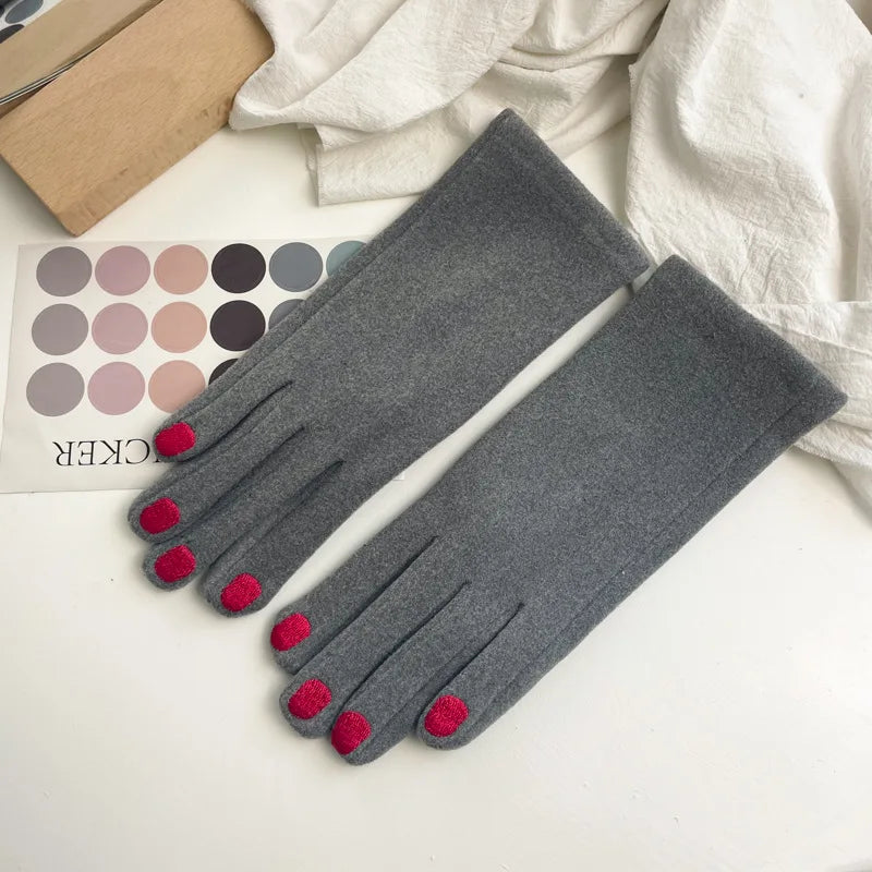 Women Creative Nail Polish Embroidery Gloves Grace Lady Fashion Vintage Driving Full Finger Mittens Girl Touch Screen Warm T124A