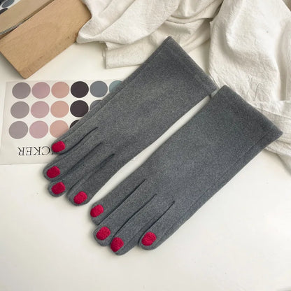 Women Creative Nail Polish Embroidery Gloves Grace Lady Fashion Vintage Driving Full Finger Mittens Girl Touch Screen Warm T124A