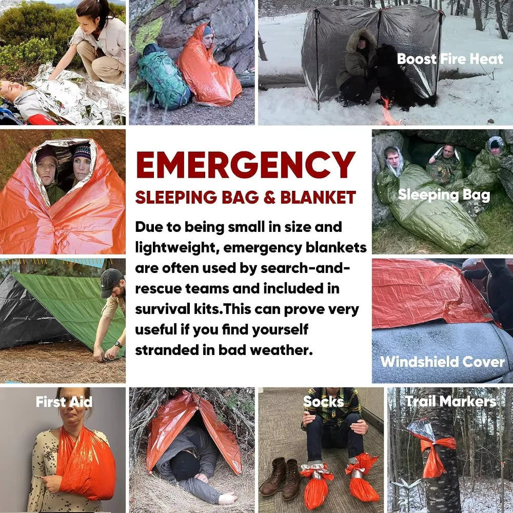 Waterproof Emergency Sleeping Bag 120x200cm/91x213cm PE Portable Survival Lightweight for Outdoor Camping Hiking Adventure ﻿