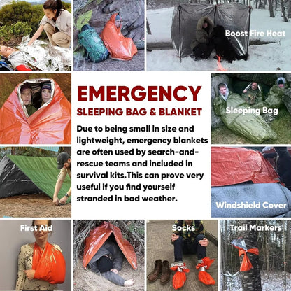 Waterproof Emergency Sleeping Bag 120x200cm/91x213cm PE Portable Survival Lightweight for Outdoor Camping Hiking Adventure ﻿