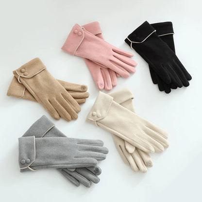 1 Pair of Women's Warm Gloves, Suitable for Women, with Velvet Lining, Windproof and Cold-Resistant, Available in Multiple Colors, Elegant and Stylish Gloves
