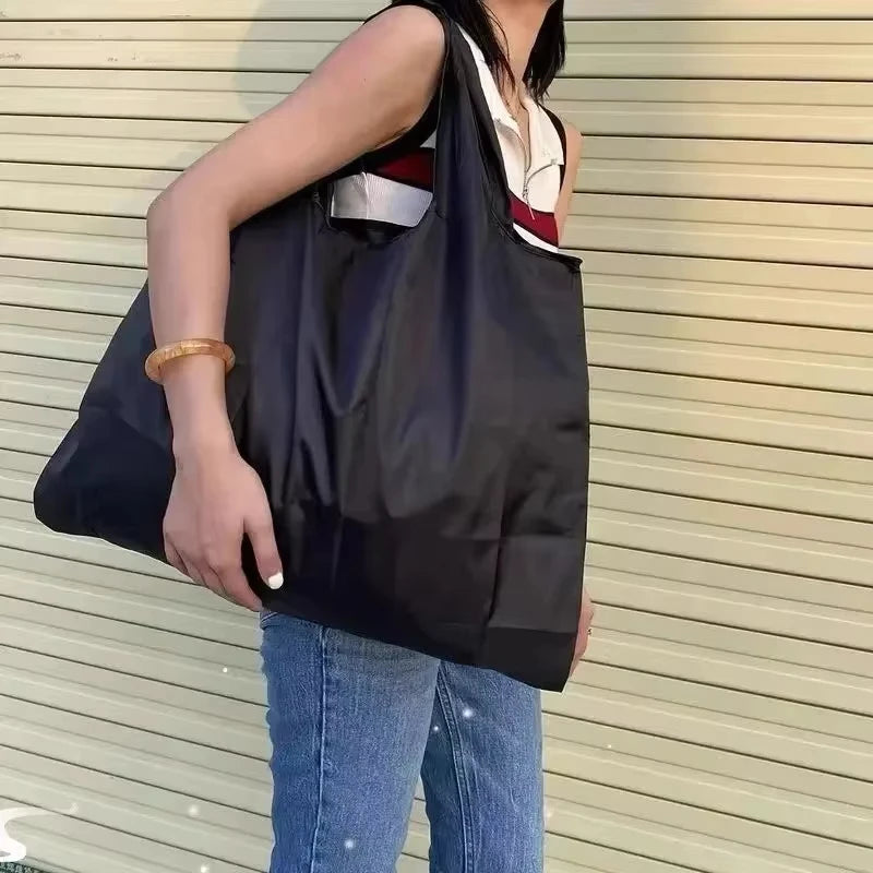 Women Large Capacity Folding Shopping Bag Big Size Portable Grocery Organizer Reusable Nylon Shoulder Handbags Tote Bag