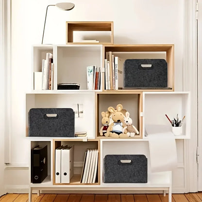Felt Storage Boxes with Handles - Organizer Baskets for Kitchen, Bedroom, Desk, or Office - Shelf Baskets|Durable Fabric Baskets