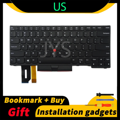Estonian Spanish French Hebrew Hungarian Italian US for Lenovo ThinkPad E480 E490 L380 R480 T480S L490 T490 Backlit Keyboard