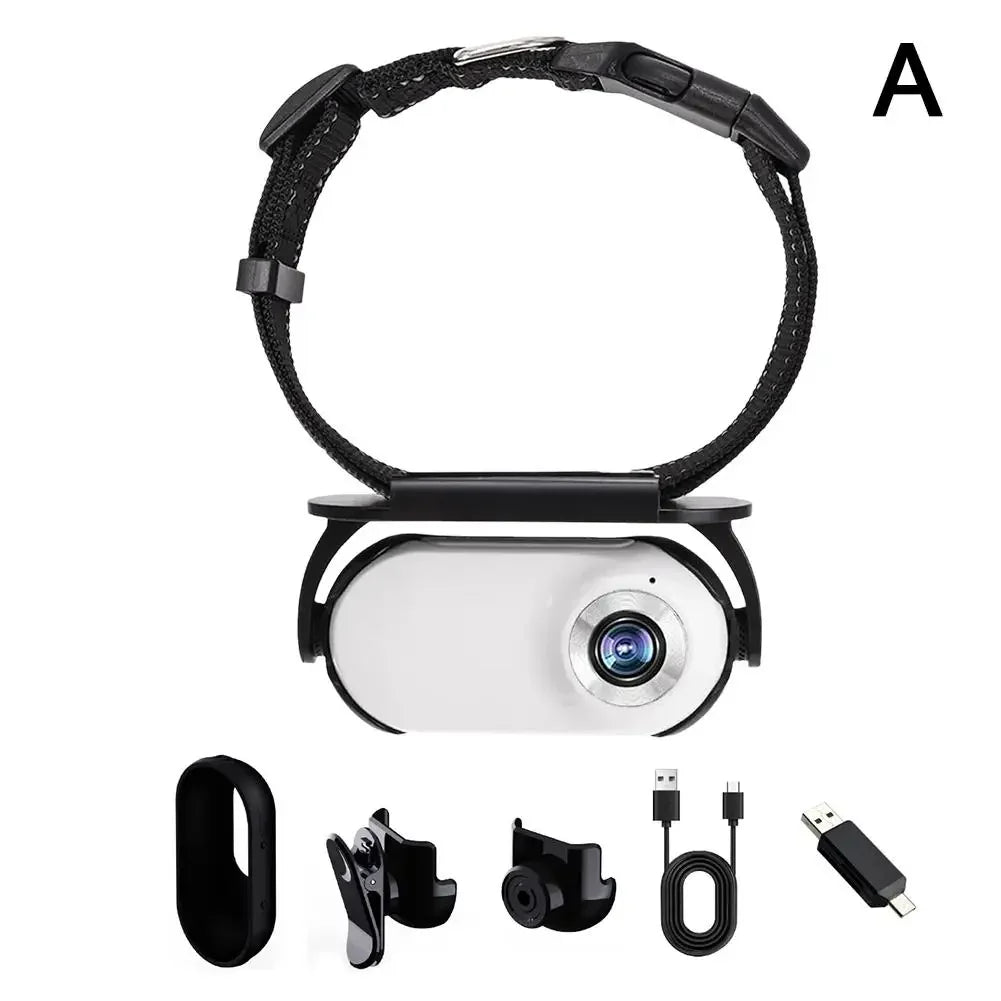 Action Camera Pet Collar Mini Camera Lightweight 0.96in HD Rechargeable Cam for Cat Outdoor Wide-angle Records Video Accessories
