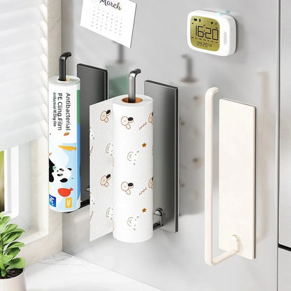 1 magnetic self-adhesive wall-mounted tissue holder with cling film, easy magnetic installation, suitable for kitchen, bathroom