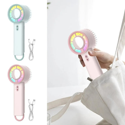 Portable Handheld Electric Fan Powerful 3 Modes Quiet Ventilador with Light for Outdoor Home Tent Trip Desk Car Beach Golf