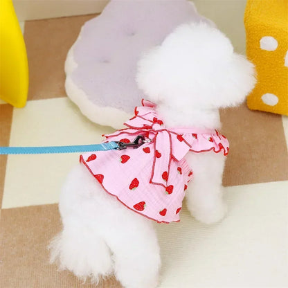 Pet Strawberry Dress Summer Dog Clothes Luxury Dog Vest Suspender Skirt Cat Cooling Shirt Bichon Chihuahua Clothing Dog Outfits