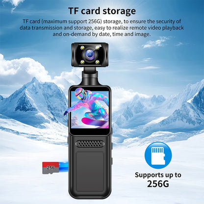 2025 New Action Camera 4K HD 180 ° Rotating Mini Portable Camera Mini Sports Wearable Camera Infrared Night Vision Sports DV