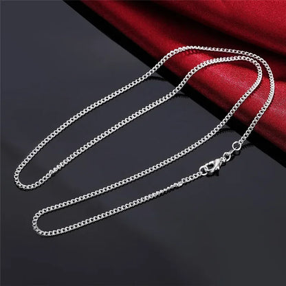 5pcs set wholesale 925 Sterling Silver Necklace 16-30 Inches 2MM String Chain For Women Men High Quality Jewelrys Gifts