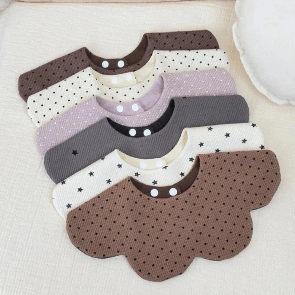 Easy To Wear Cartoon Baby Feeding Bib Two-sided Usable Cotton Baby Drool Bib Absorbent Washable Cute Saliva Towel Newborn Care