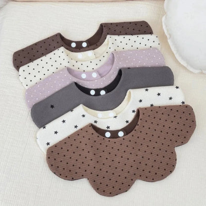 Easy To Wear Cartoon Baby Feeding Bib Two-sided Usable Cotton Baby Drool Bib Absorbent Washable Cute Saliva Towel Newborn Care