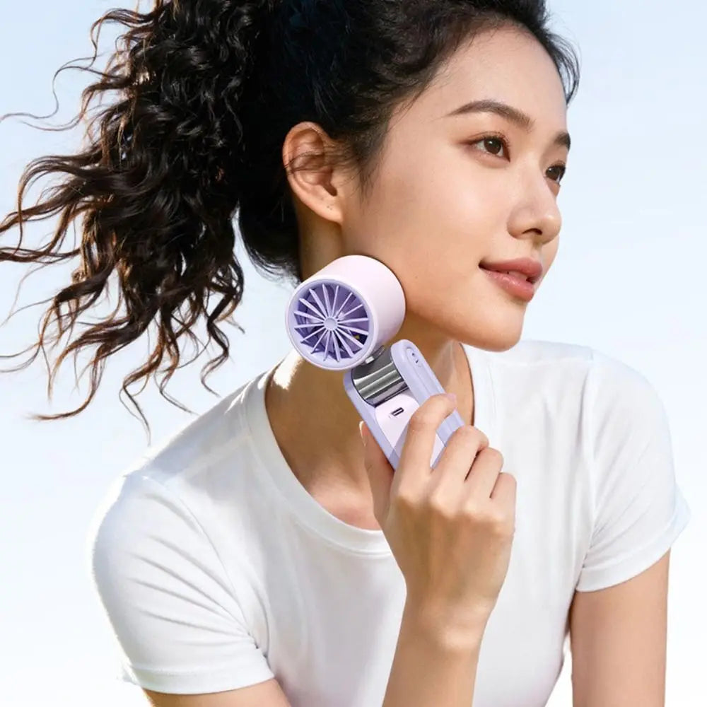 Foldable Design Portable Handheld Fan Portable Digital Display USB Rechargeable Fan Multi-Speed High Speed Turbo