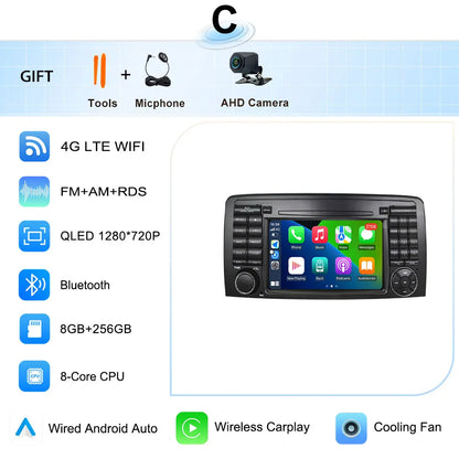 for Mercedes-Benz R-Class R300 R350 R400 2006-2014 GPS Navigation 7" 2.5D Touch Screen Android 16 Wireless CarPlay DSP Stereo