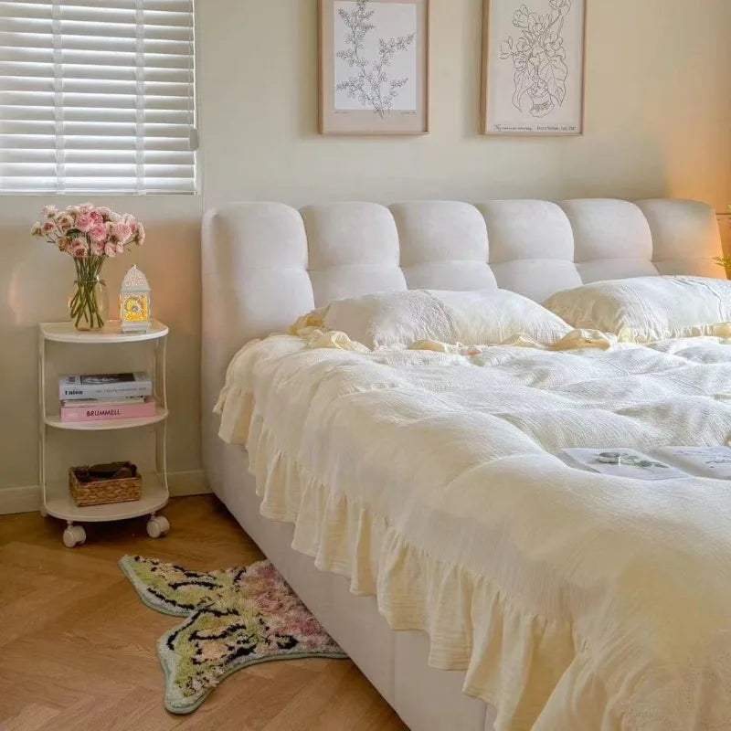 Bedroom Unique Bed Aesthetic Upholstered Frame French Lounge Bed Double Headboards Muebles Para El Hogar Home Accessories
