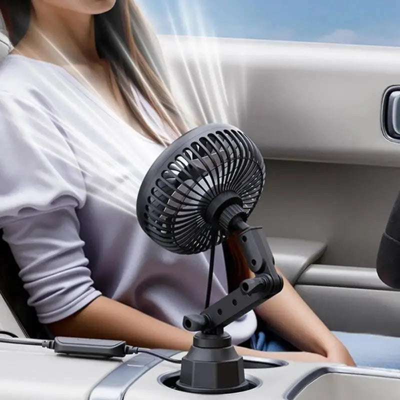 Portable 5V Car USB Powered Fan for Cup Holder Portable 360 Degree Rotation Low Noise 3 Speed Adjustable Cooling Fan F19E