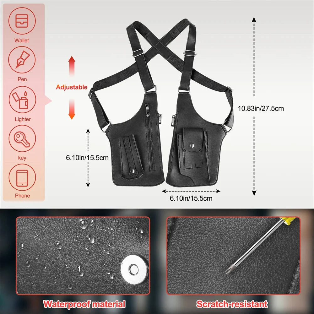 Tactical Double Shoulder Armpit Bag Anti-Theft Multi-Pocket Underarm Pouch Hunting Concealed Carry Chest Rig Bag EDC Organizer