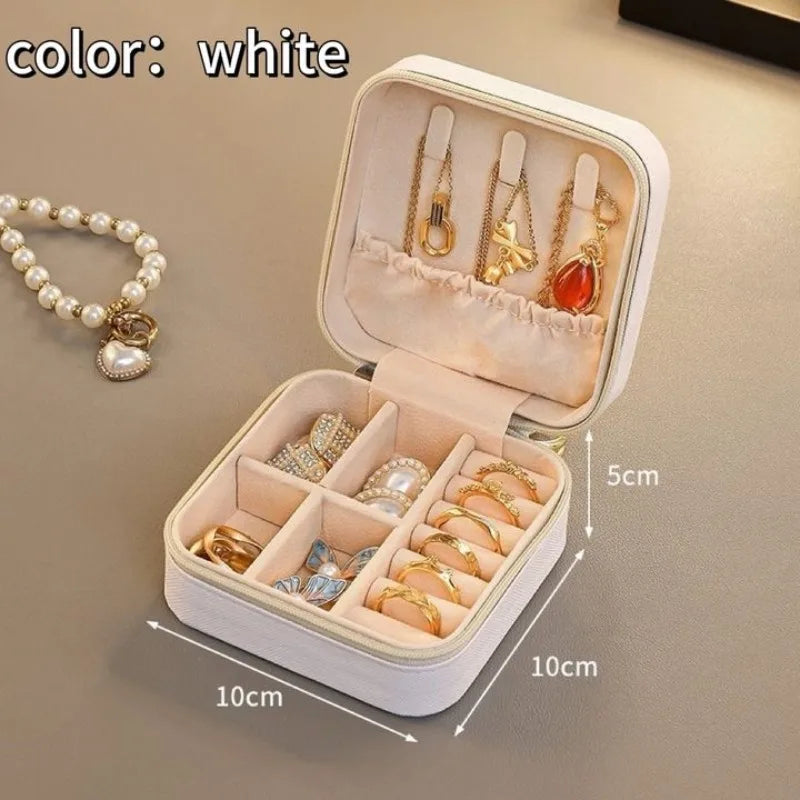 Portable Mini Jewelry Storage Box Travel Organizer Jewelry Case Leather Storage Earrings Necklace Ring Jewelry Organizer Display