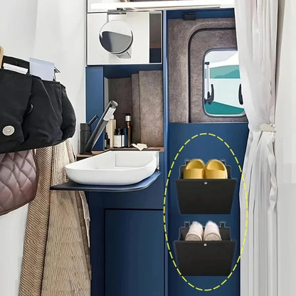 Wall-Mounted RV Shoe Rack Storage Organizer No-Drilling Required Versatile Storage Shelf for RVs And Caravans behind Door Design