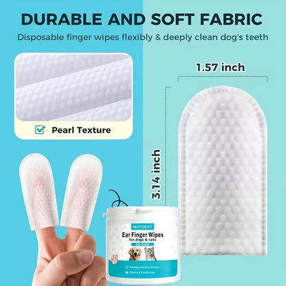 50 PCS Pet Cleaning Products Ear Cleaning Wipes Ear Care Fingertips Ear Mite Removal Cat and Dog Ear Cleaning Pet Products