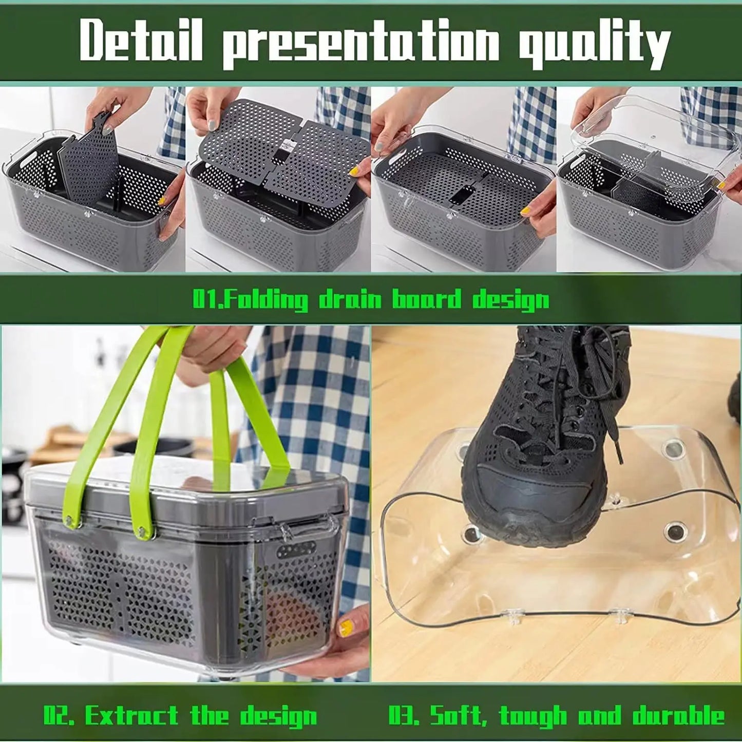 22 in 1 Vegetable Chopper with Stainless Steel Blade Adjustable Slicer And Cutter with Drain Rack Storage Container Kitchen Tool