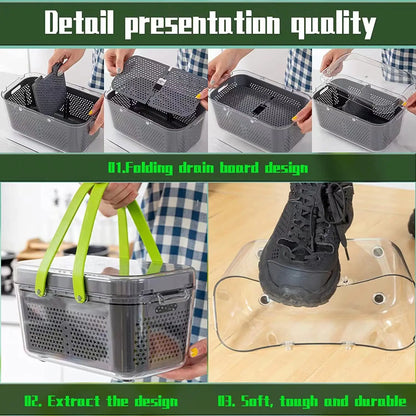 22 in 1 Vegetable Chopper with Stainless Steel Blade Adjustable Slicer And Cutter with Drain Rack Storage Container Kitchen Tool