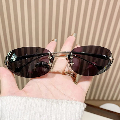 2026 New European and American Sunglasses, INS Style, Frameless Oval, High-End Fashion, Vintage Trendy Hit, Y2K Korean Version