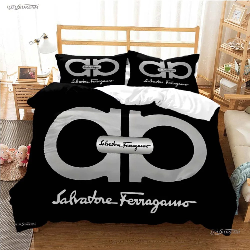 Fshion Luxury Brand Casal All Season Duvet Cover Comforter Bedding Set Soft Quilt Cover and Pillowcases Single/Double/Queen/King