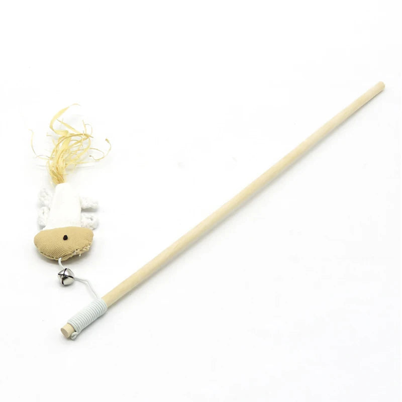 Funny Pet Cat Toys Interactive Cat Teaser with Feather 40CM Wooden Stick Mice Fish Chick Katten Speelgoed Chats Pet Accessories