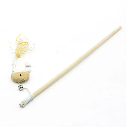 Funny Pet Cat Toys Interactive Cat Teaser with Feather 40CM Wooden Stick Mice Fish Chick Katten Speelgoed Chats Pet Accessories