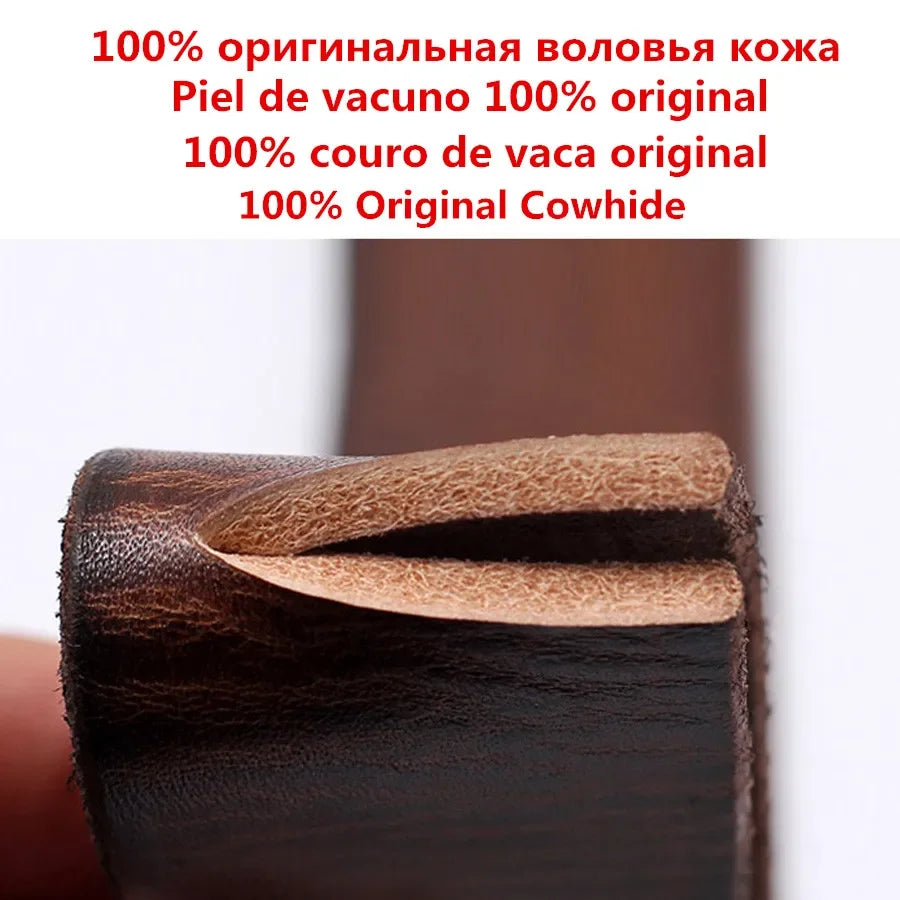 Thick Cowhide Copper Pin Buckle Real Genuine Leather Belt For Jeans Fashion Casual Belt Men Waistband Retro Luxury Male Strap