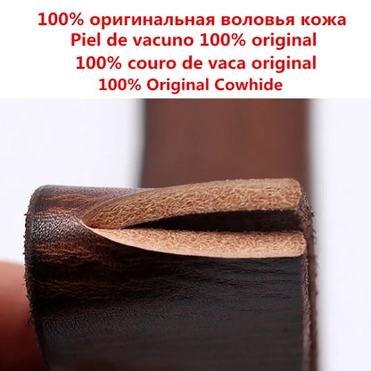Thick Cowhide Copper Pin Buckle Real Genuine Leather Belt For Jeans Fashion Casual Belt Men Waistband Retro Luxury Male Strap
