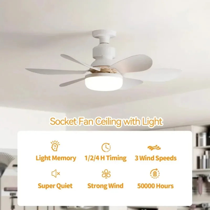 30W/40W Ceiling Fan with Remote Control LED Light Fan E27 Base, Intelligent Silent Ceiling Fan for Bedroom and Living Room