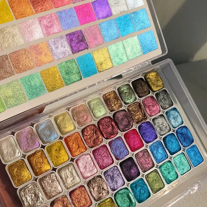 50Color Metallic Paint Palette for Artists,Soft Pearl Tones to Bold Shine Elevate Creations with New Layers of Bright Luminosity