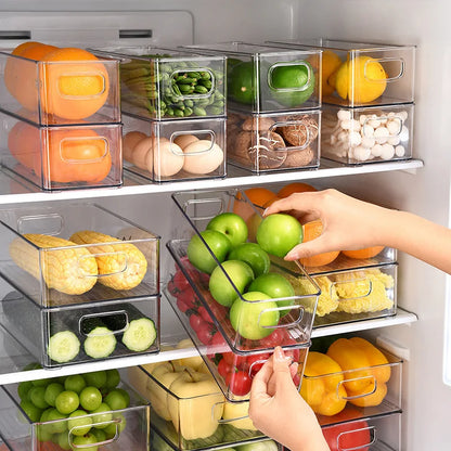 1-3PC Refrigerator Organizers Bins With Handle Plastic Pantry  Refrigerator Crisper Pantry Kitchen Food Freezer Tool Storage Box