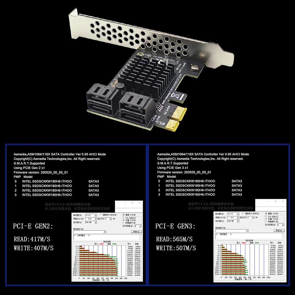 2/4/16 Ports SATA III PCIe Expansion Card 6Gbps SATA 3.0 to PCI-e 1X 4X 8X 16X PCI Express Adapter Card Support Win8 Win10 Linux