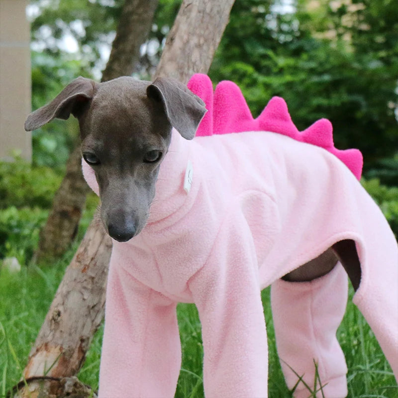 Pet Clothing Dog Little Greyhound Autumn Winter Polar Warm Turtleneck Coat Adorable Dinosaur Costume for Small Medium Large Dogs