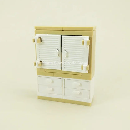 MOC Modern Home Sofa, TV Cabinet, Furniture, Refrigerator Small Particle Building Block Scene Construction Toy Model
