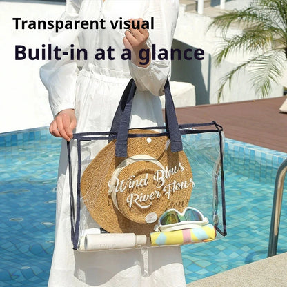 Portable Waterproof Clear Cosmetic Bag Travel Toiletry Organizer Case Beach Makeup Pouch Large Capacity Shower Bag for Outdoor